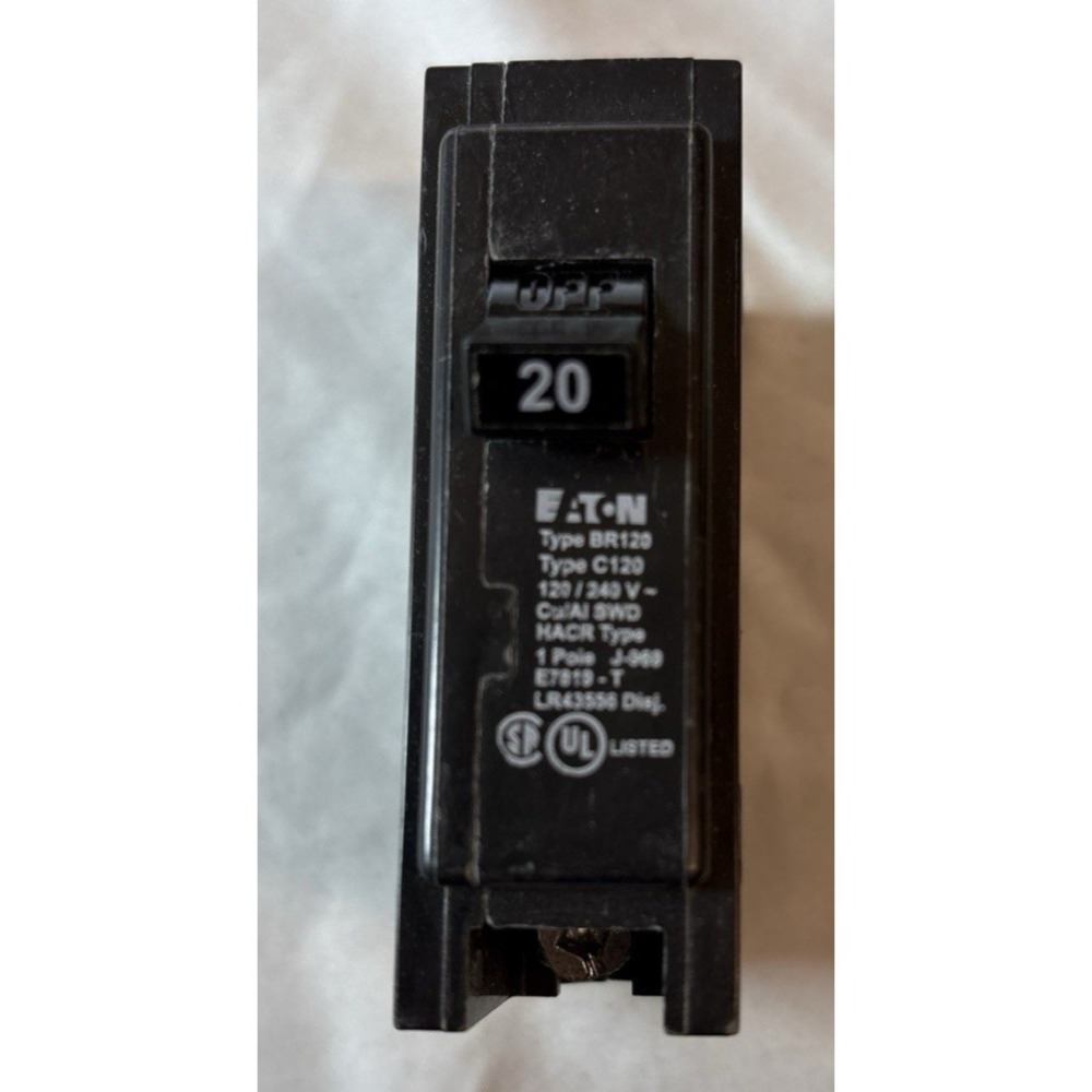 Eaton BR120 20Amp Single Pole Standard Trip Circuit Breaker (18V)